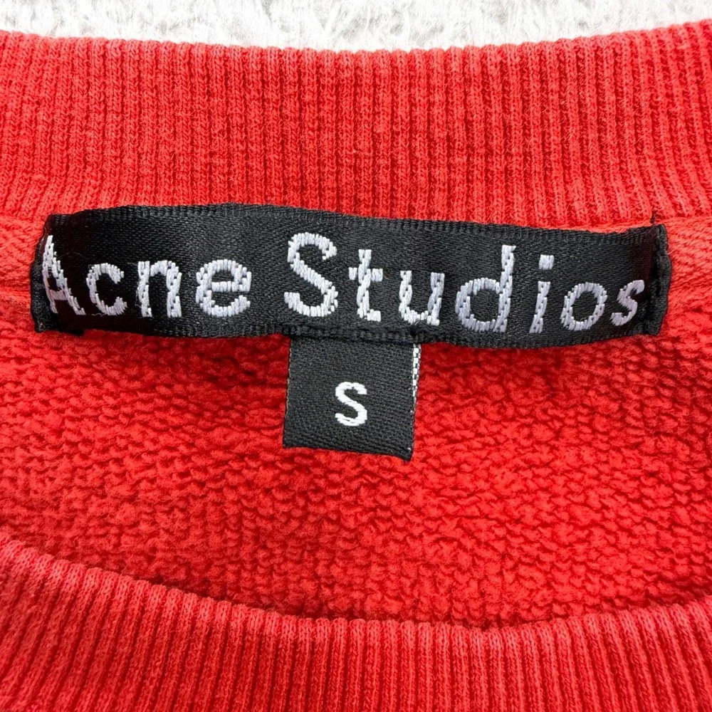 Acne Studios Dramatic Moh Red Mohair Wool Blend Face Patch Sweater Size S